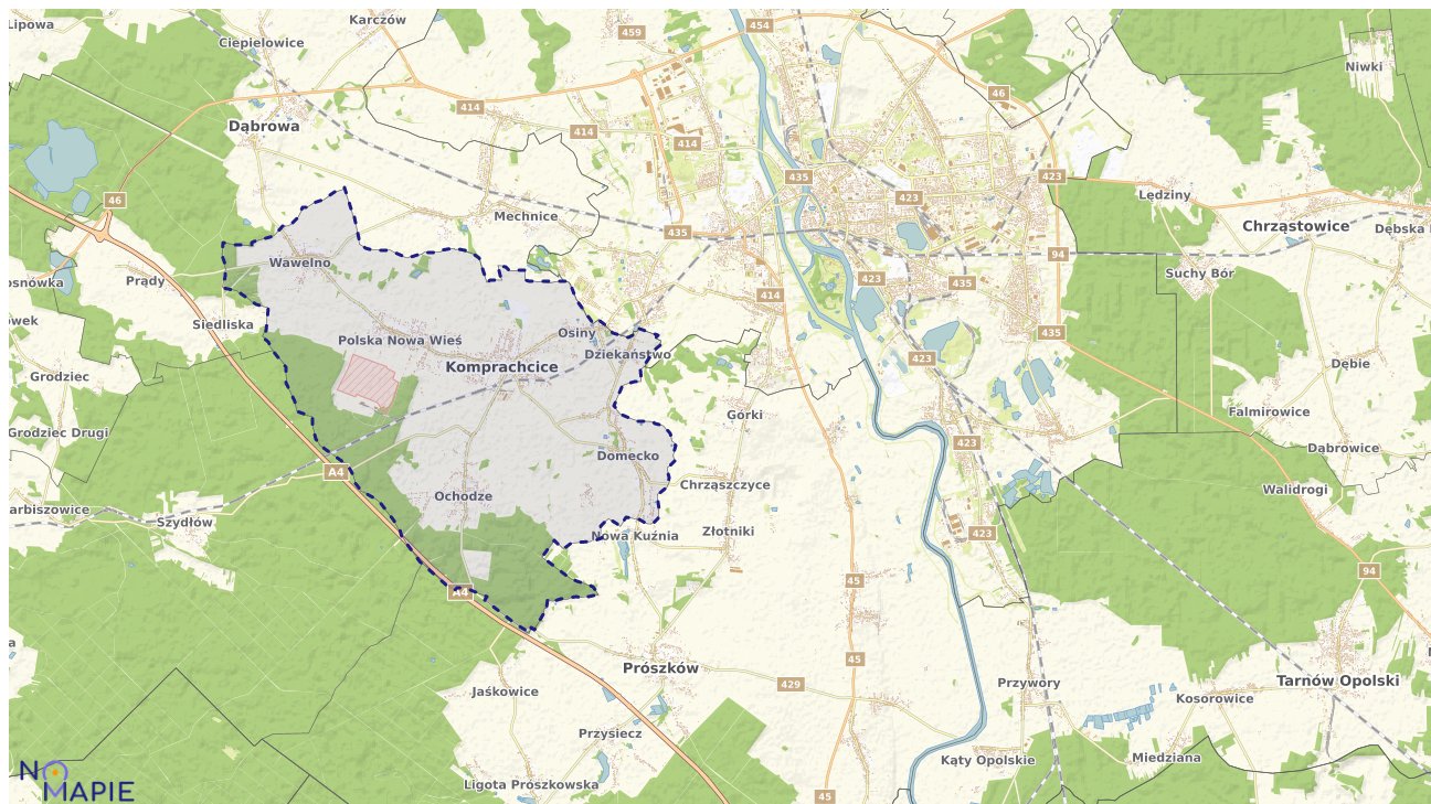 Mapa obszarów ochrony przyrody Komprachcic