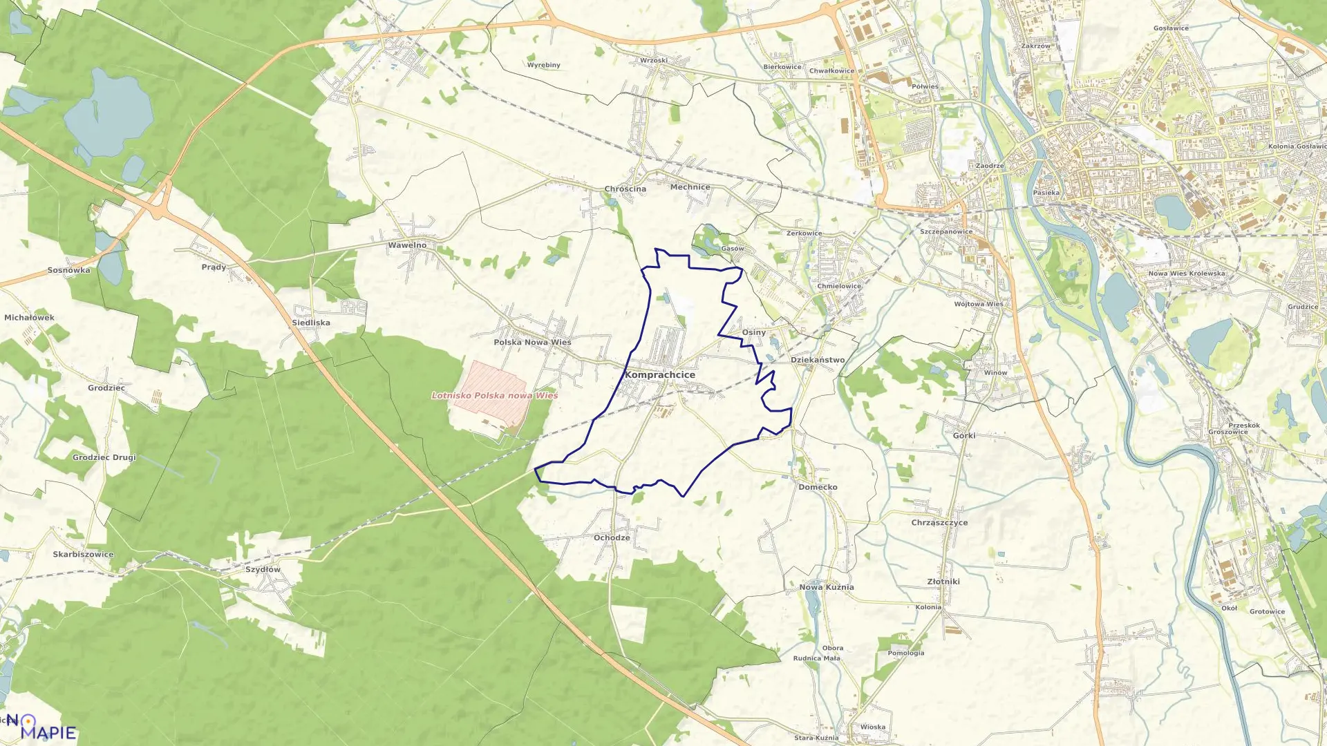 Mapa obrębu KOMPRACHCICE w gminie Komprachcice