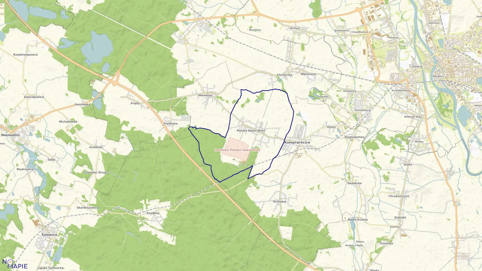 Mapa obrębu POLSKA NOWA WIEŚ w gminie Komprachcice